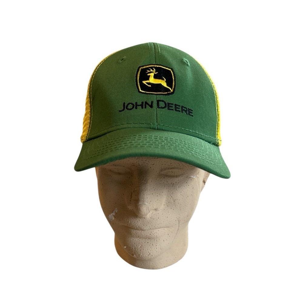 John Deere Hat Cap Youth Mesh Back Adjustable Green Yellow  Excellent Condition.